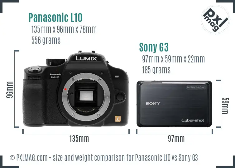 Panasonic L10 vs Sony G3 size comparison