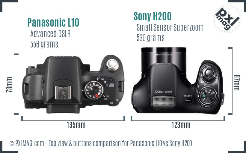 Panasonic L10 vs Sony H200 top view buttons comparison