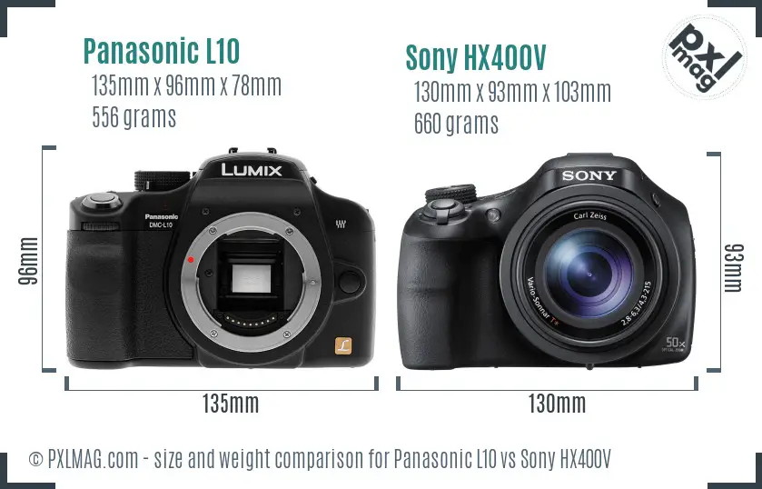 Panasonic L10 vs Sony HX400V size comparison