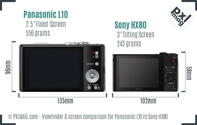 Panasonic L10 vs Sony HX80 Screen and Viewfinder comparison Panasonic L10 vs Sony HX80 Screen and Viewfinder comparison