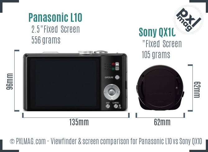 Panasonic L10 vs Sony QX10 Screen and Viewfinder comparison