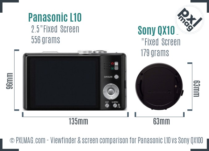 Panasonic L10 vs Sony QX100 Screen and Viewfinder comparison