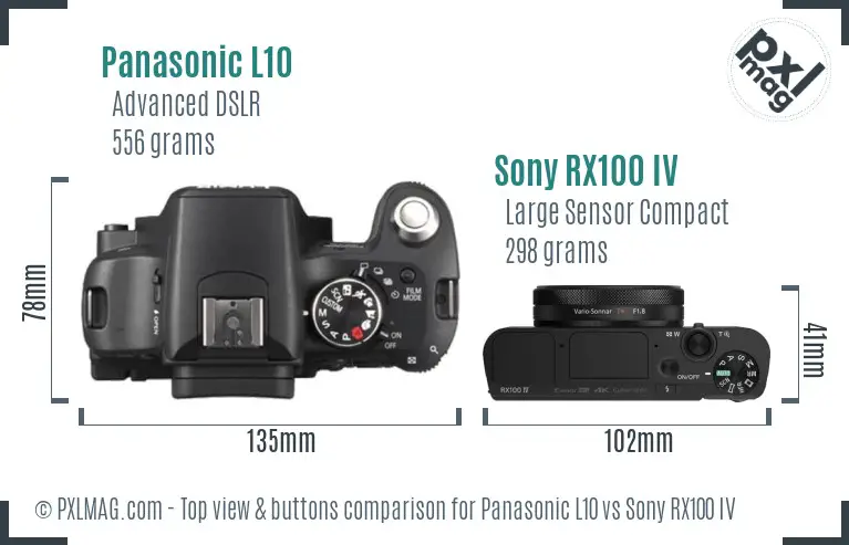 Panasonic L10 vs Sony RX100 IV top view buttons comparison