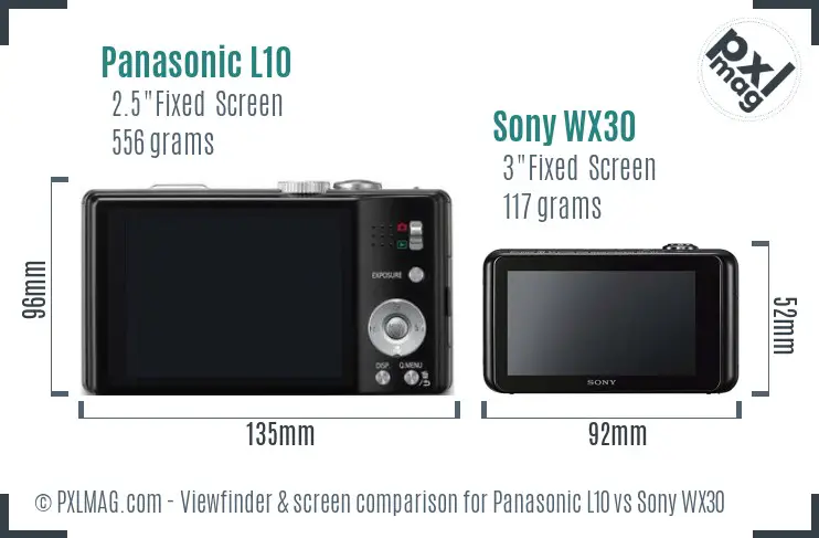 Panasonic L10 vs Sony WX30 Screen and Viewfinder comparison Panasonic L10 vs Sony WX30 Screen and Viewfinder comparison