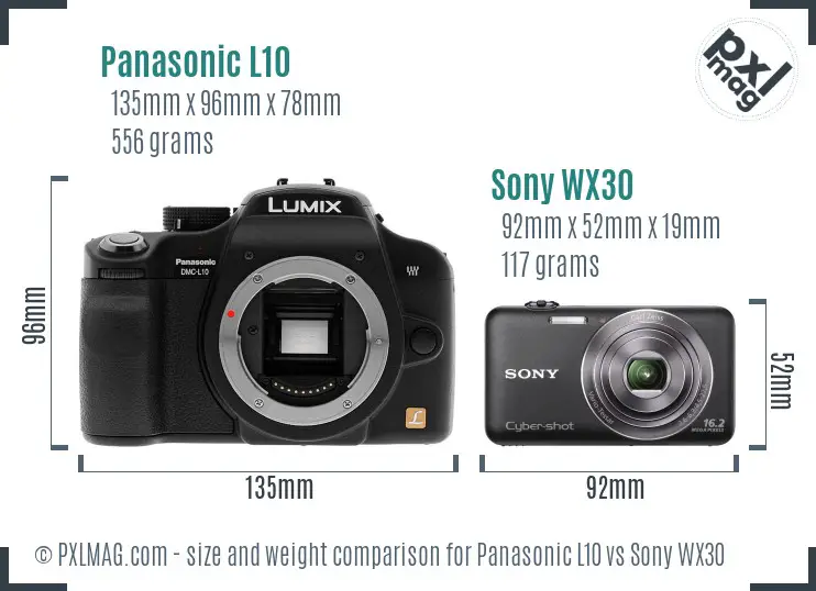 Panasonic L10 vs Sony WX30 size comparison Panasonic L10 vs Sony WX30 size comparison