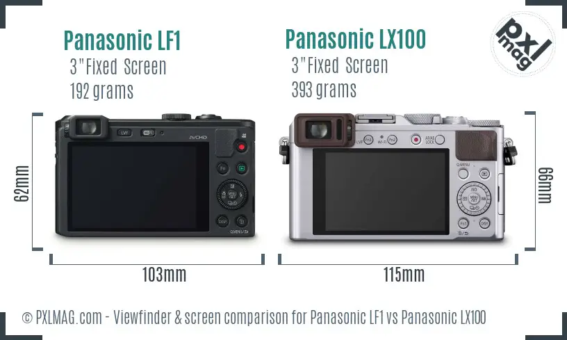 Panasonic LF1 vs Panasonic LX100 Screen and Viewfinder comparison