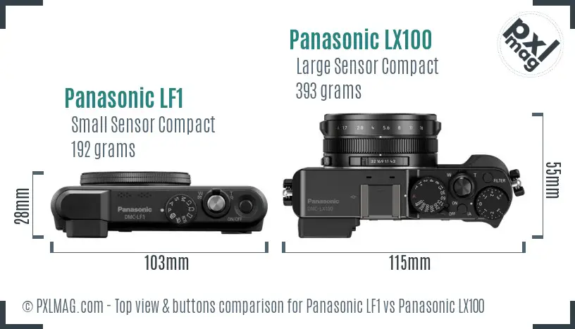 Panasonic LF1 vs Panasonic LX100 top view buttons comparison