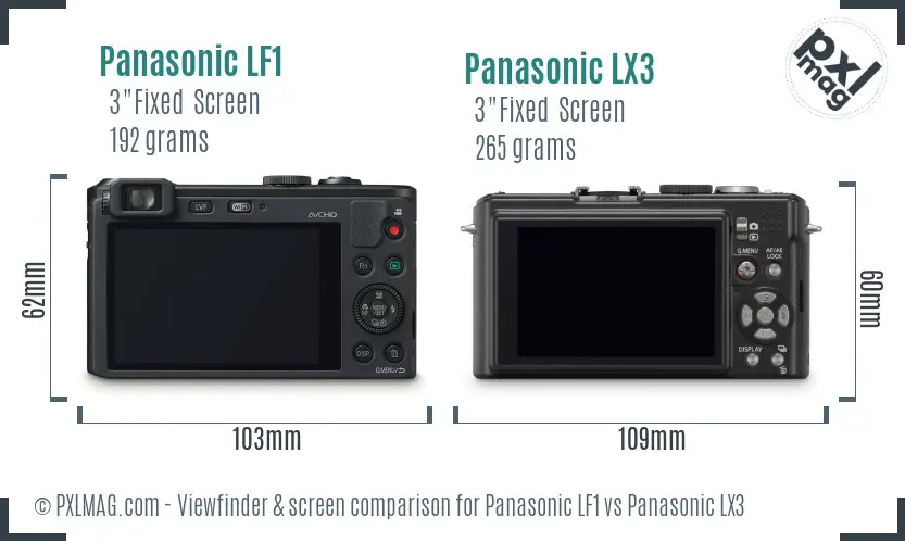 Panasonic LF1 vs Panasonic LX3 Screen and Viewfinder comparison