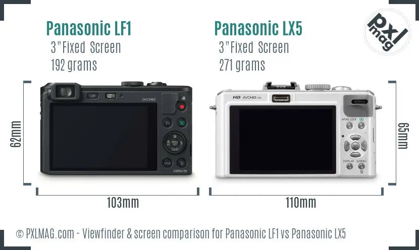 Panasonic LF1 vs Panasonic LX5 Screen and Viewfinder comparison