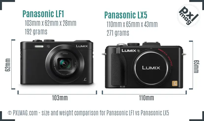 Panasonic LF1 vs Panasonic LX5 size comparison