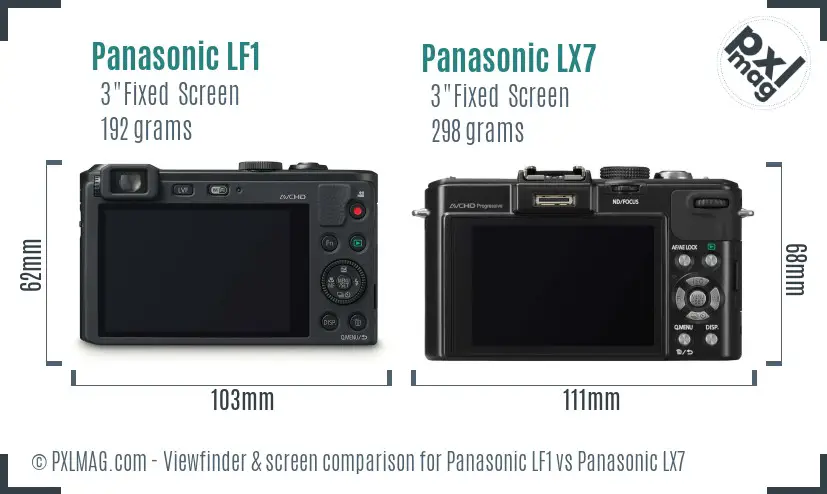 Panasonic LF1 vs Panasonic LX7 Screen and Viewfinder comparison