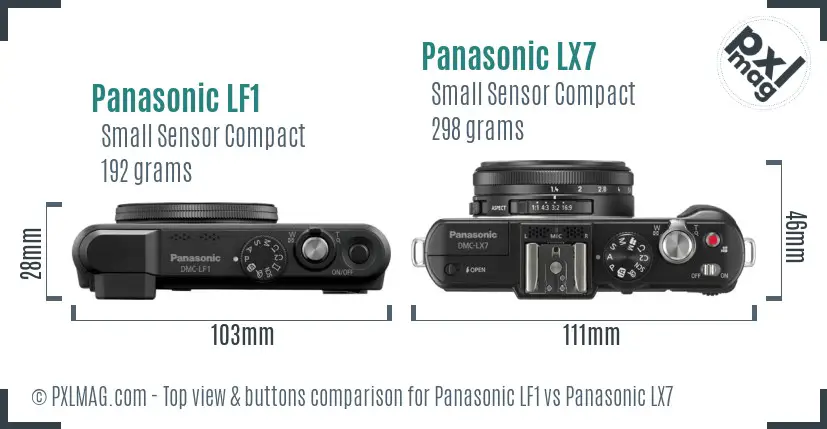Panasonic LF1 vs Panasonic LX7 top view buttons comparison
