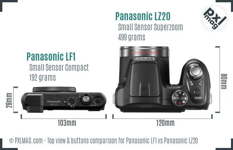 Panasonic LF1 vs Panasonic LZ20 top view buttons comparison