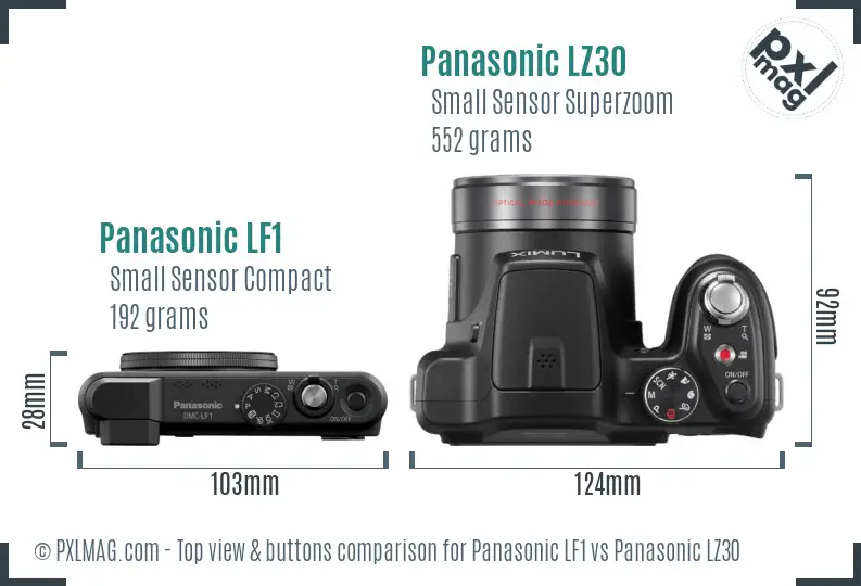 Panasonic LF1 vs Panasonic LZ30 top view buttons comparison