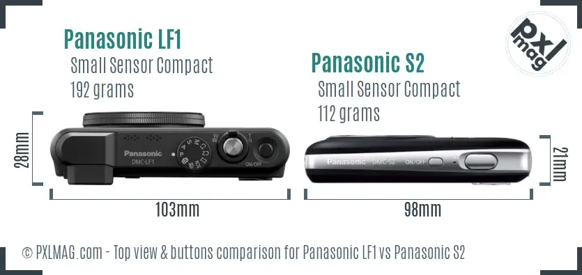 Panasonic LF1 vs Panasonic S2 top view buttons comparison