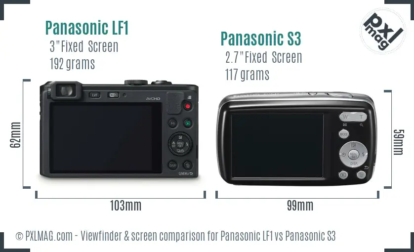 Panasonic LF1 vs Panasonic S3 Screen and Viewfinder comparison