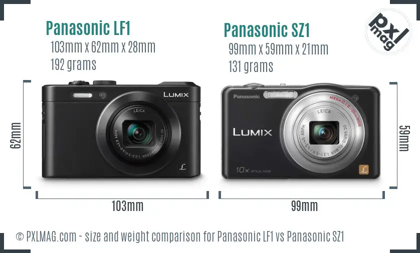 Panasonic LF1 vs Panasonic SZ1 size comparison
