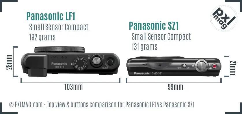 Panasonic LF1 vs Panasonic SZ1 top view buttons comparison