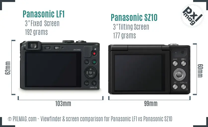 Panasonic LF1 vs Panasonic SZ10 Screen and Viewfinder comparison