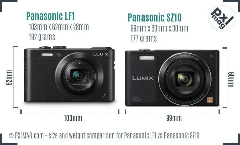 Panasonic LF1 vs Panasonic SZ10 size comparison