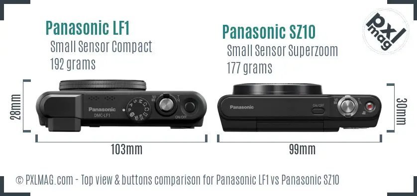 Panasonic LF1 vs Panasonic SZ10 top view buttons comparison