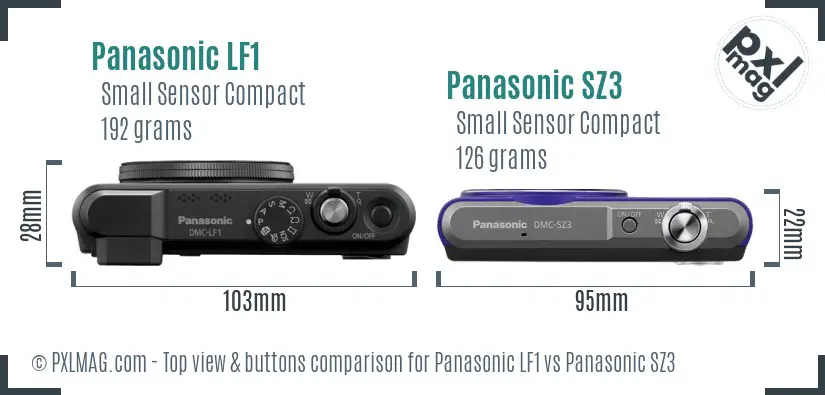 Panasonic LF1 vs Panasonic SZ3 top view buttons comparison