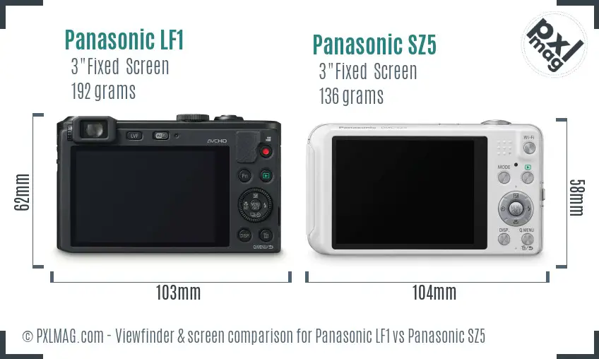 Panasonic LF1 vs Panasonic SZ5 Screen and Viewfinder comparison