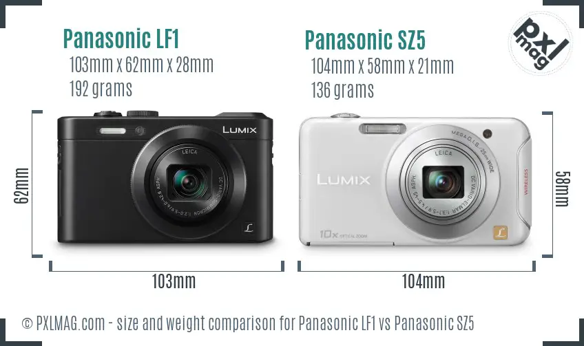 Panasonic LF1 vs Panasonic SZ5 size comparison