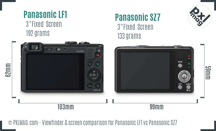 Panasonic LF1 vs Panasonic SZ7 Screen and Viewfinder comparison