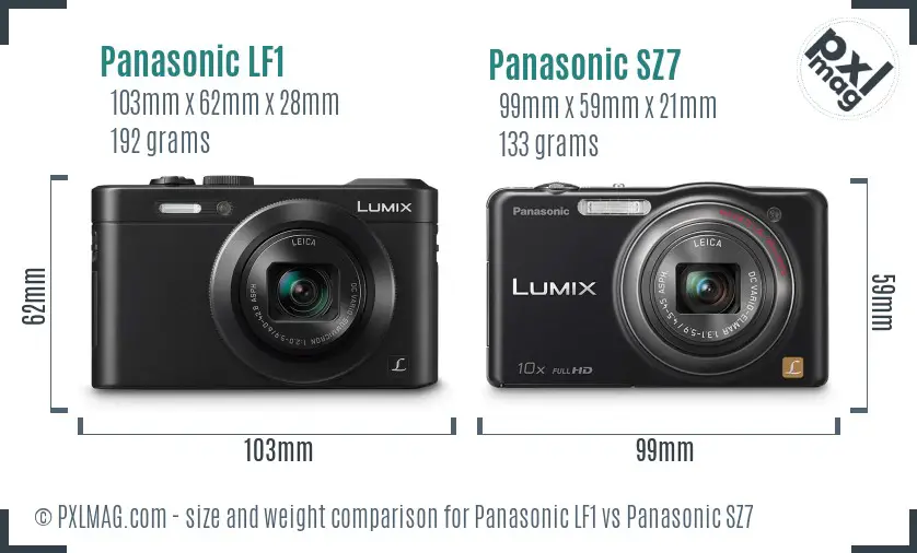 Panasonic LF1 vs Panasonic SZ7 size comparison