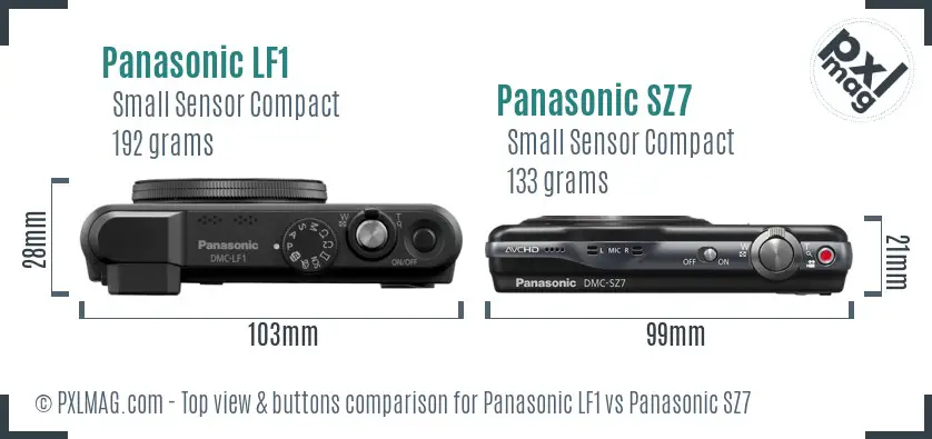 Panasonic LF1 vs Panasonic SZ7 top view buttons comparison