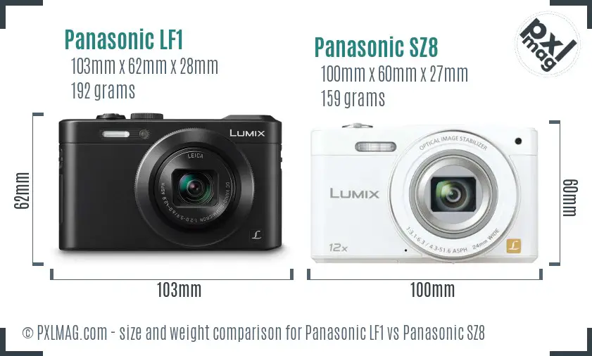 Panasonic LF1 vs Panasonic SZ8 size comparison
