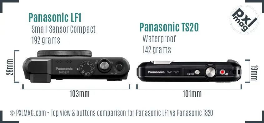 Panasonic LF1 vs Panasonic TS20 top view buttons comparison