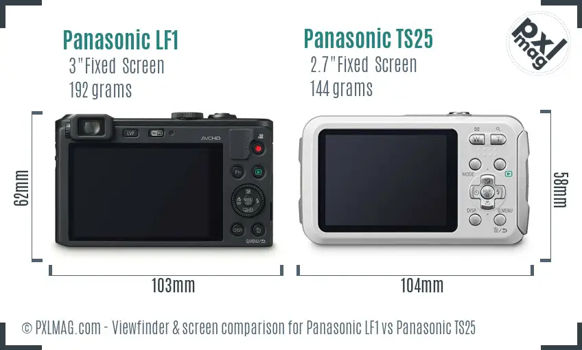 Panasonic LF1 vs Panasonic TS25 Screen and Viewfinder comparison