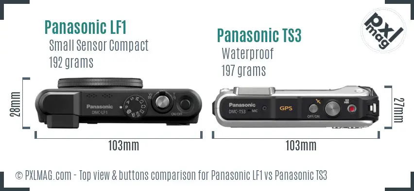 Panasonic LF1 vs Panasonic TS3 top view buttons comparison
