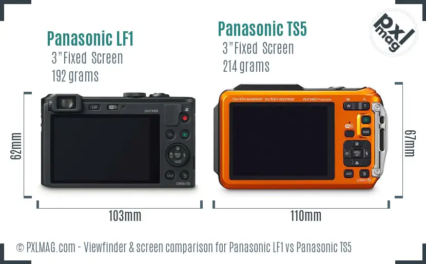 Panasonic LF1 vs Panasonic TS5 Screen and Viewfinder comparison