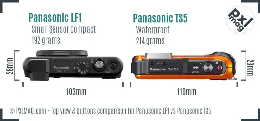 Panasonic LF1 vs Panasonic TS5 top view buttons comparison