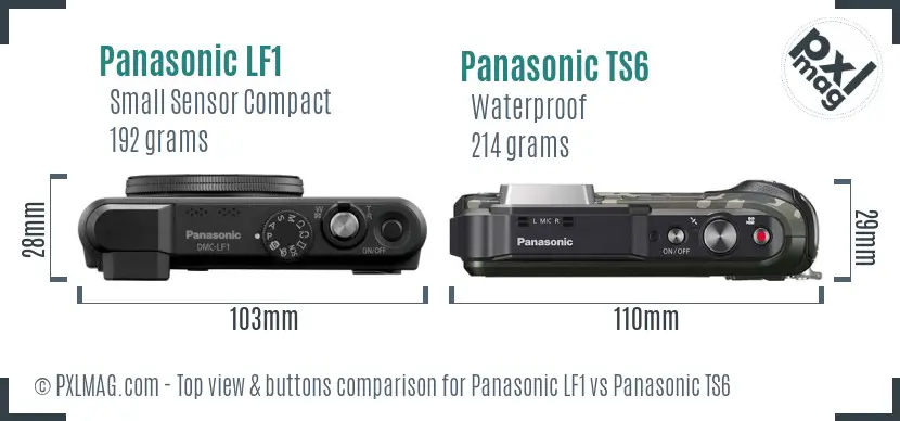 Panasonic LF1 vs Panasonic TS6 top view buttons comparison