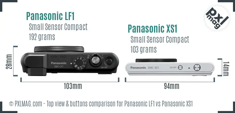 Panasonic LF1 vs Panasonic XS1 top view buttons comparison