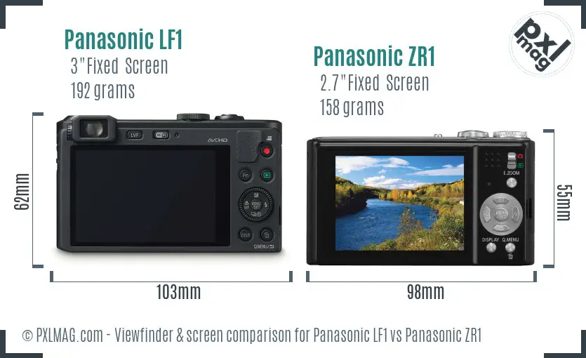 Panasonic LF1 vs Panasonic ZR1 Screen and Viewfinder comparison