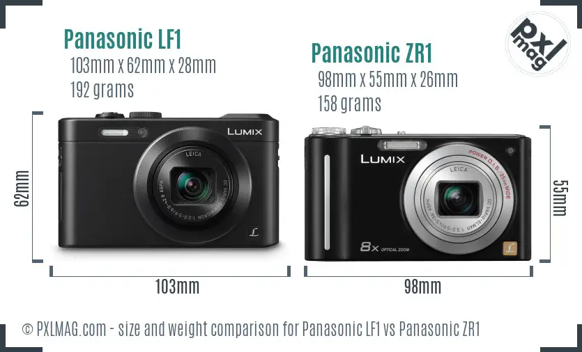 Panasonic LF1 vs Panasonic ZR1 size comparison