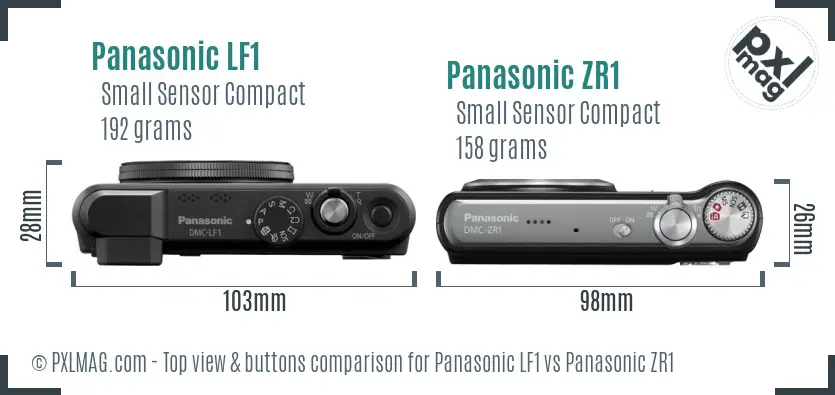 Panasonic LF1 vs Panasonic ZR1 top view buttons comparison