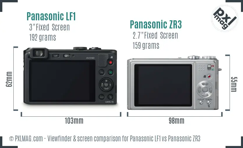 Panasonic LF1 vs Panasonic ZR3 Screen and Viewfinder comparison
