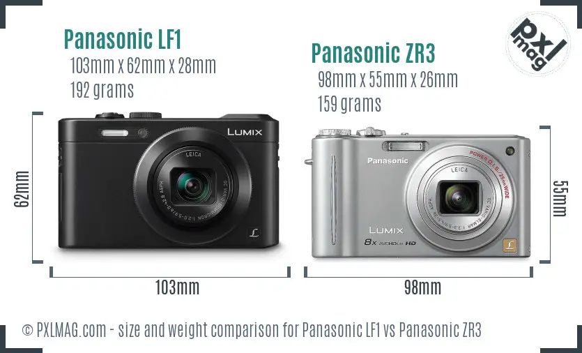 Panasonic LF1 vs Panasonic ZR3 size comparison