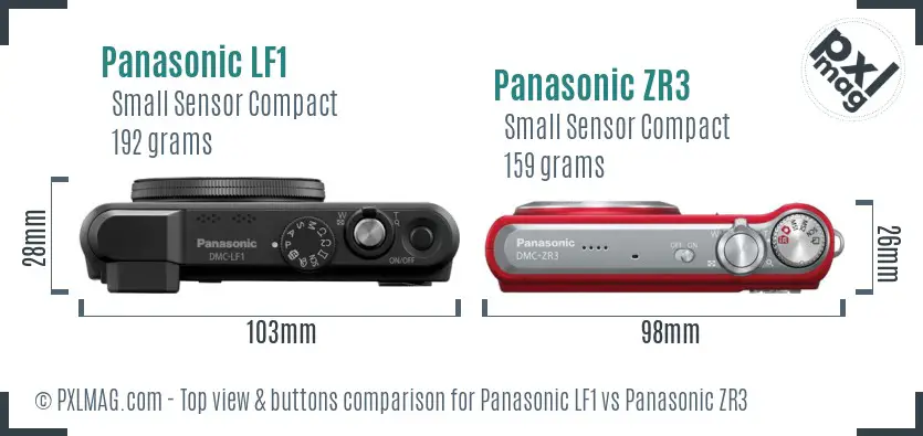 Panasonic LF1 vs Panasonic ZR3 top view buttons comparison