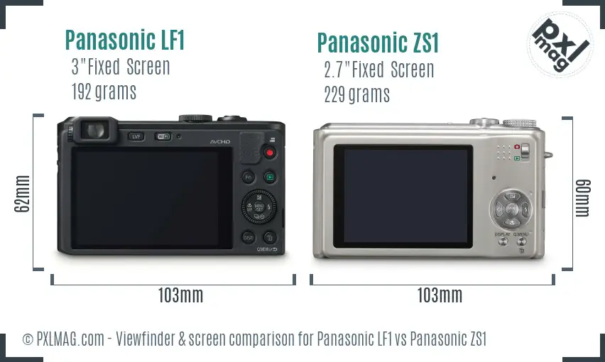 Panasonic LF1 vs Panasonic ZS1 Screen and Viewfinder comparison