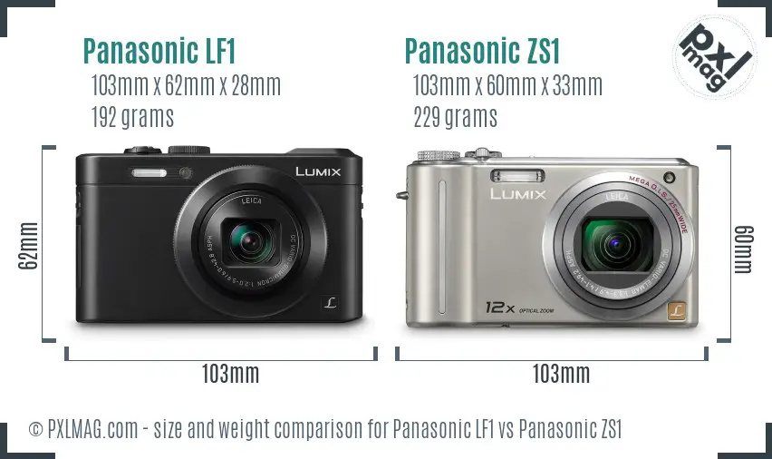 Panasonic LF1 vs Panasonic ZS1 size comparison