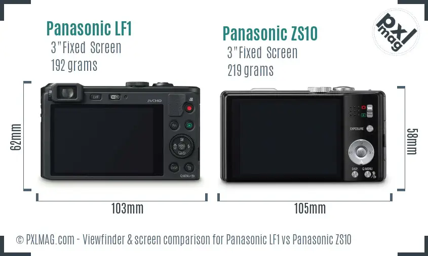 Panasonic LF1 vs Panasonic ZS10 Screen and Viewfinder comparison