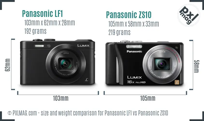 Panasonic LF1 vs Panasonic ZS10 size comparison