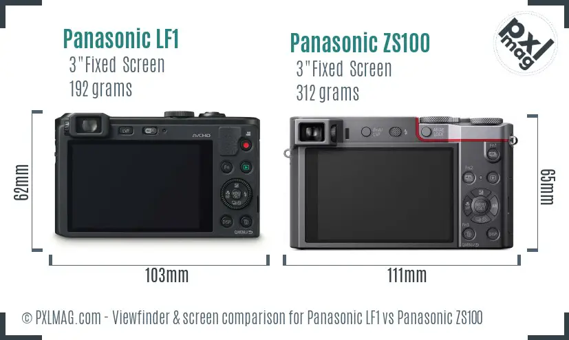 Panasonic LF1 vs Panasonic ZS100 Screen and Viewfinder comparison